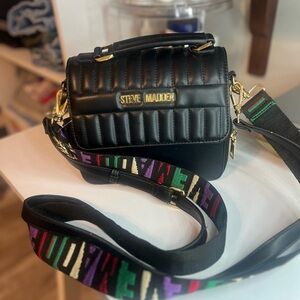 Steve Madden Black Crossbody Bag with Gold Accents